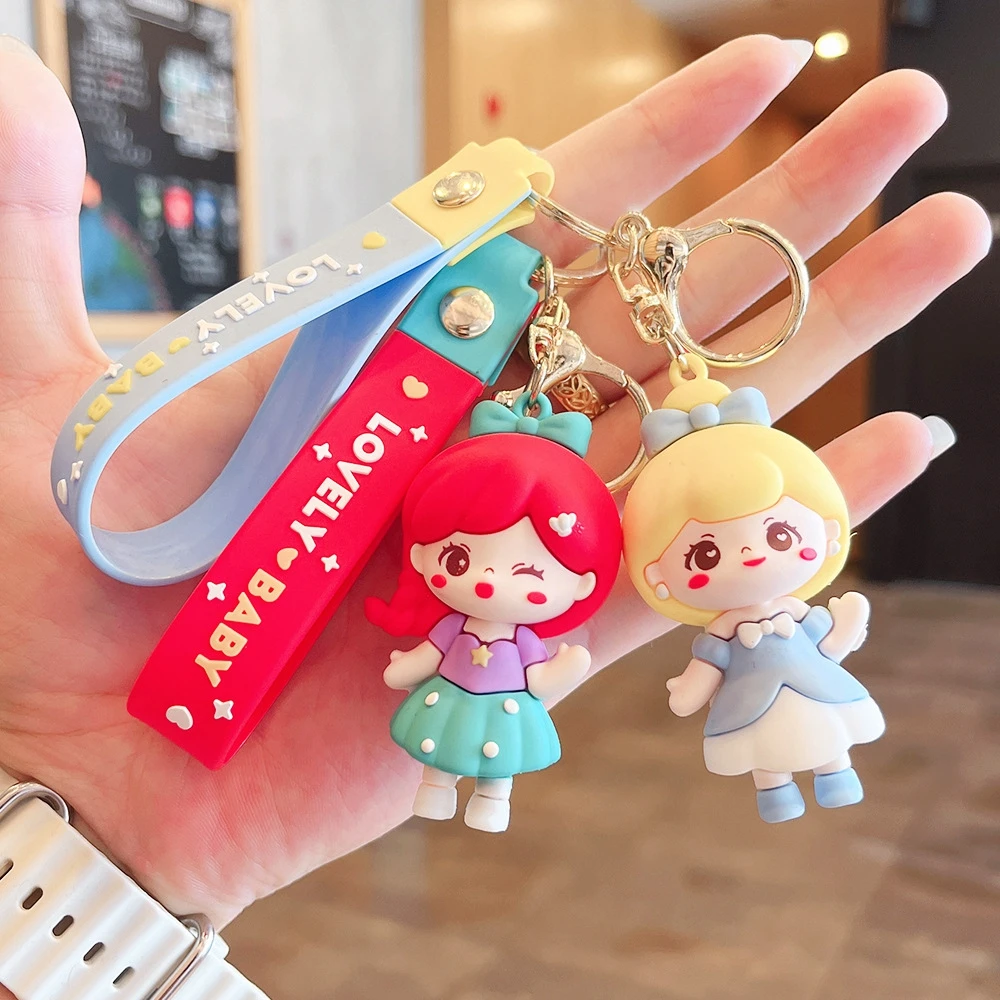 Disney Alice in Wonderland Keychains Anime Cartoon Mad Hatter Queen Princess Key Ring Birthday Christmas Girl Gift Jewelry Gifts