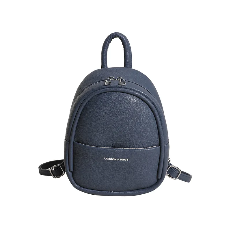 Mini Backpack For Women 2023 Fashion Blue Black Pu Leather Shoulder Bag For Teenage Girls Small Bagpack Student School Backpack