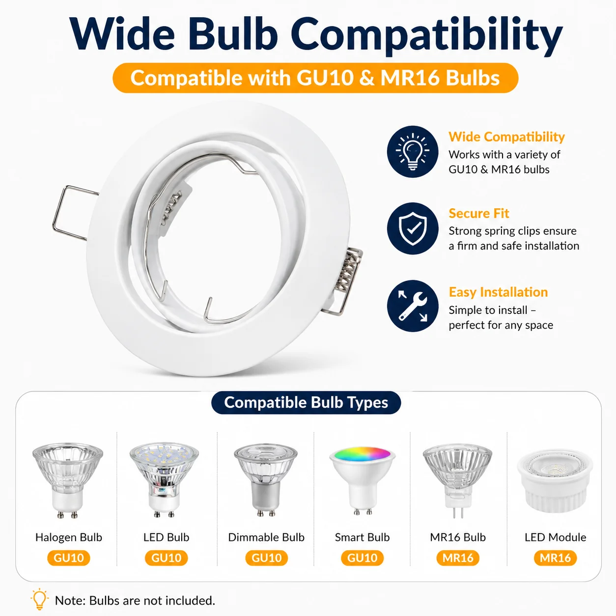 JOYINLED 1/10PCS Round Recessed LED Downlight Frame Adjustable Ceiling Light Fixture GU10 MR16 Bulb Holder Trim Spotlight