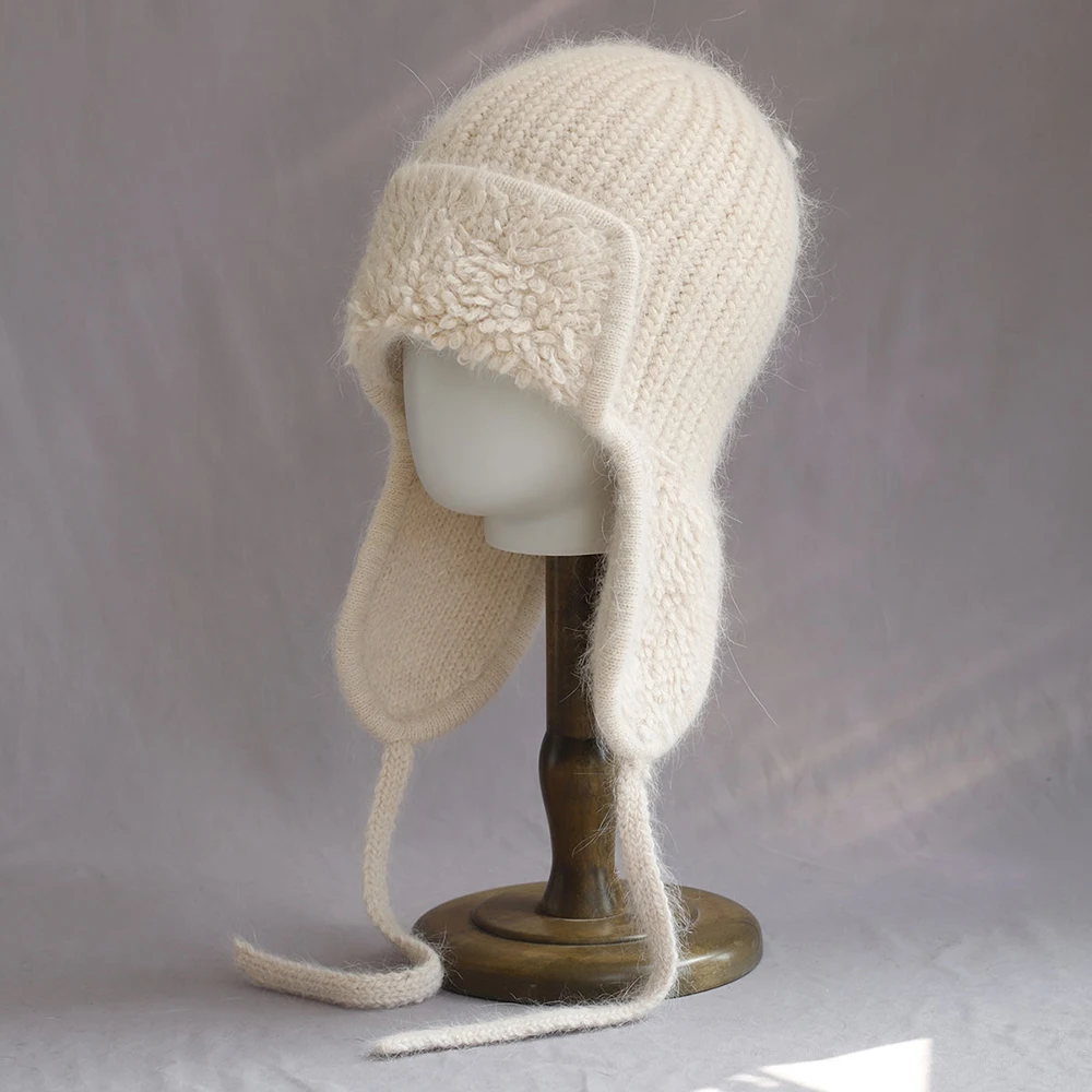 

Hat Earflap Women WinterAngora Knit Warm Accessory For Cold Weather Autumn Outdoor Skiing Sports Climb