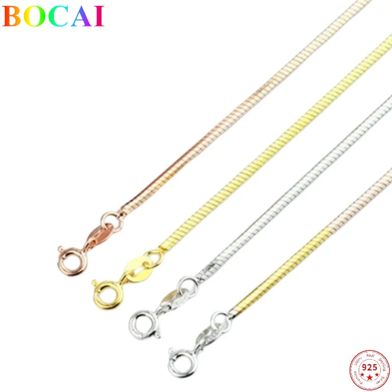 

BOCAI Real Sterling Silver S925 Necklace For Women Thai Silver Snake Bone Clavcle Color Neck Chain Valentine's Day Gift