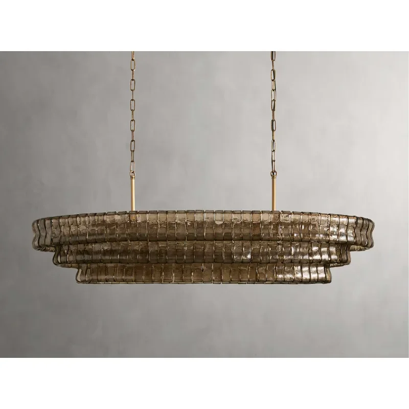 Modern Nordic Dining Table Hotel Oval Hanging Lights Transparent Textured Smoke Glass Kitchen Island Pendant Light