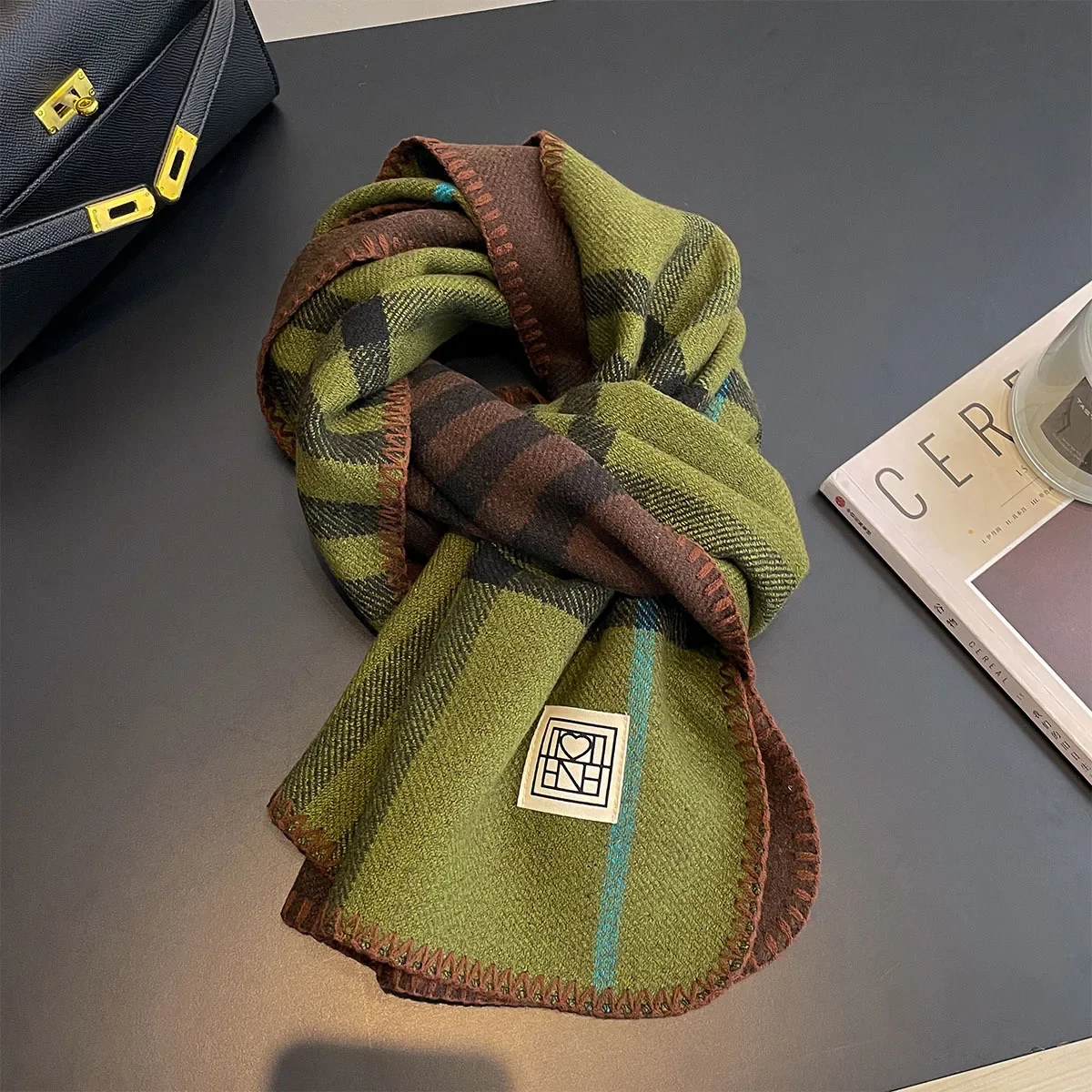 Double-Sided Luxury Plaid Print Winter Scarf Cashmere Thicken Warm Women Shawl Pashmina Female Foulard Wrap HIjab Neckerchief