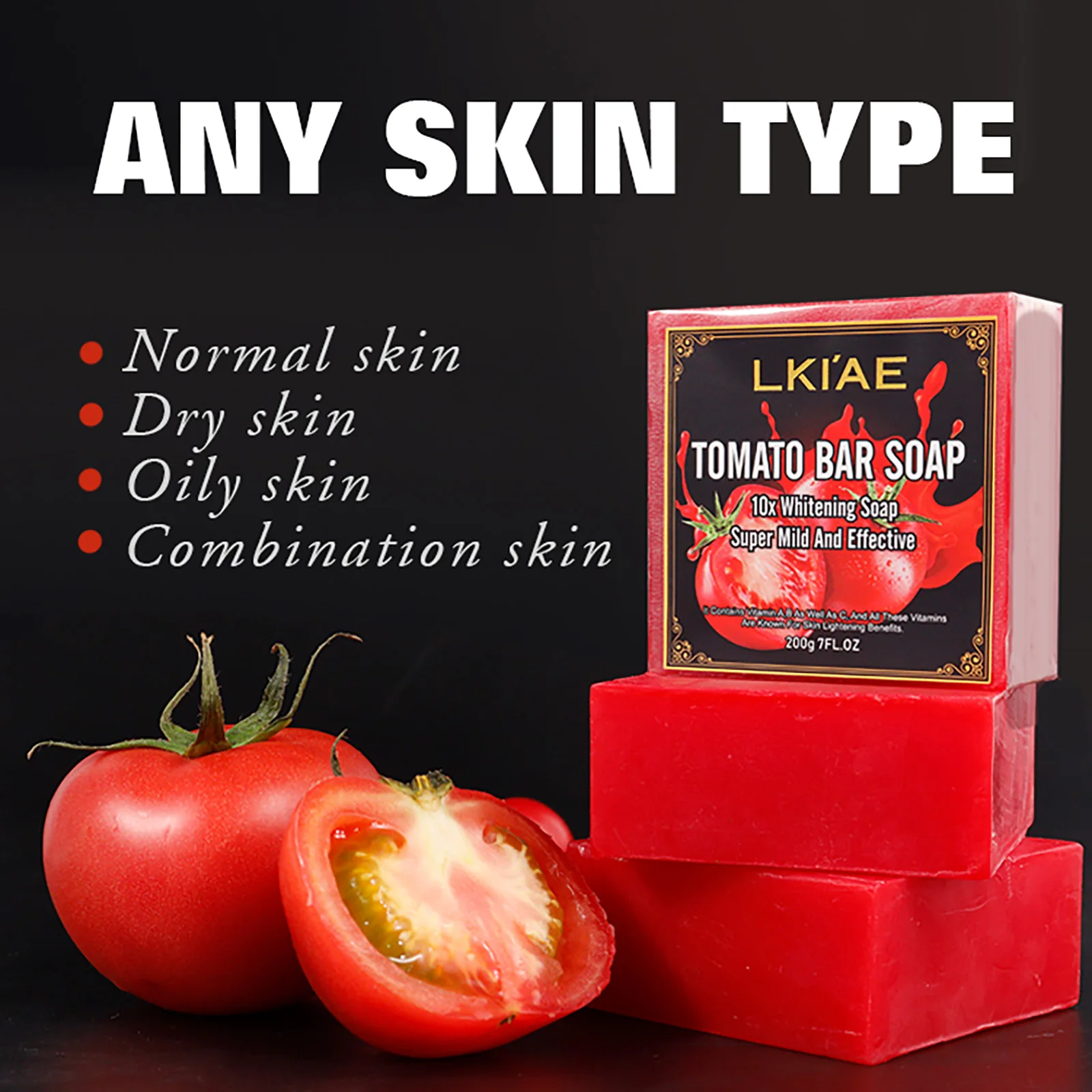 LKIAE-Sabonete Perfumado De Frutas De Tomate Artesanal, Barra Natural, Clareamento Facial e Corporal, Controle De Óleo, Ilumina A Pele, Encolher Poro