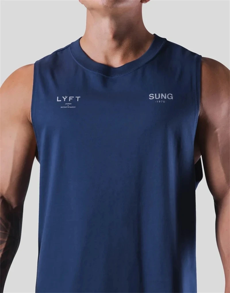 LYFT Jointly Silver Logo GYM Men Summer Gym 100% Cotton Tank Tops Sleeveless Shirts Bodybuilding Fitness Running Vest Sportswear