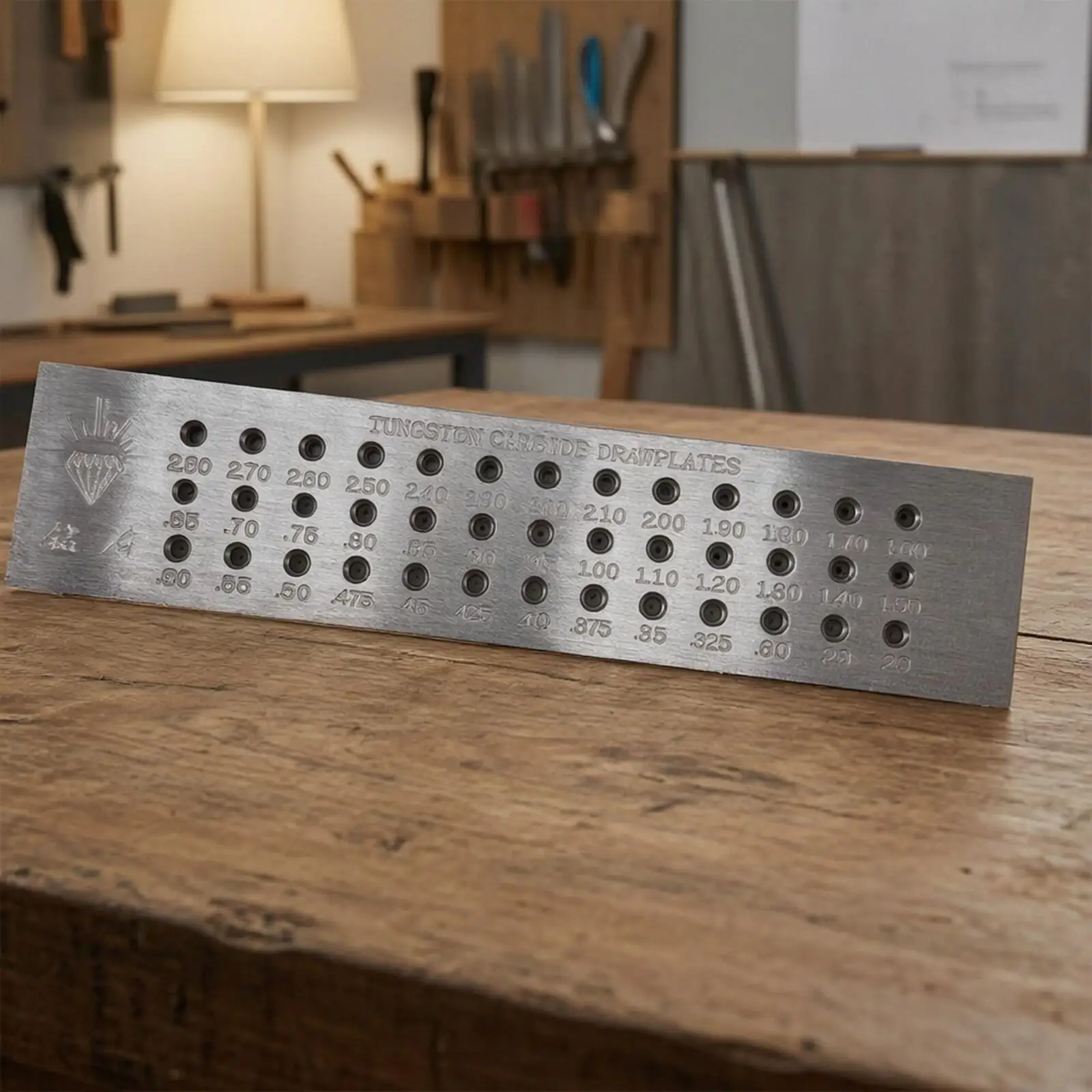 Tungsten Carbide Draw Plate | Engraved Size Markings, Multiple Circular Holes, Wire Draw Plate, for Workshop