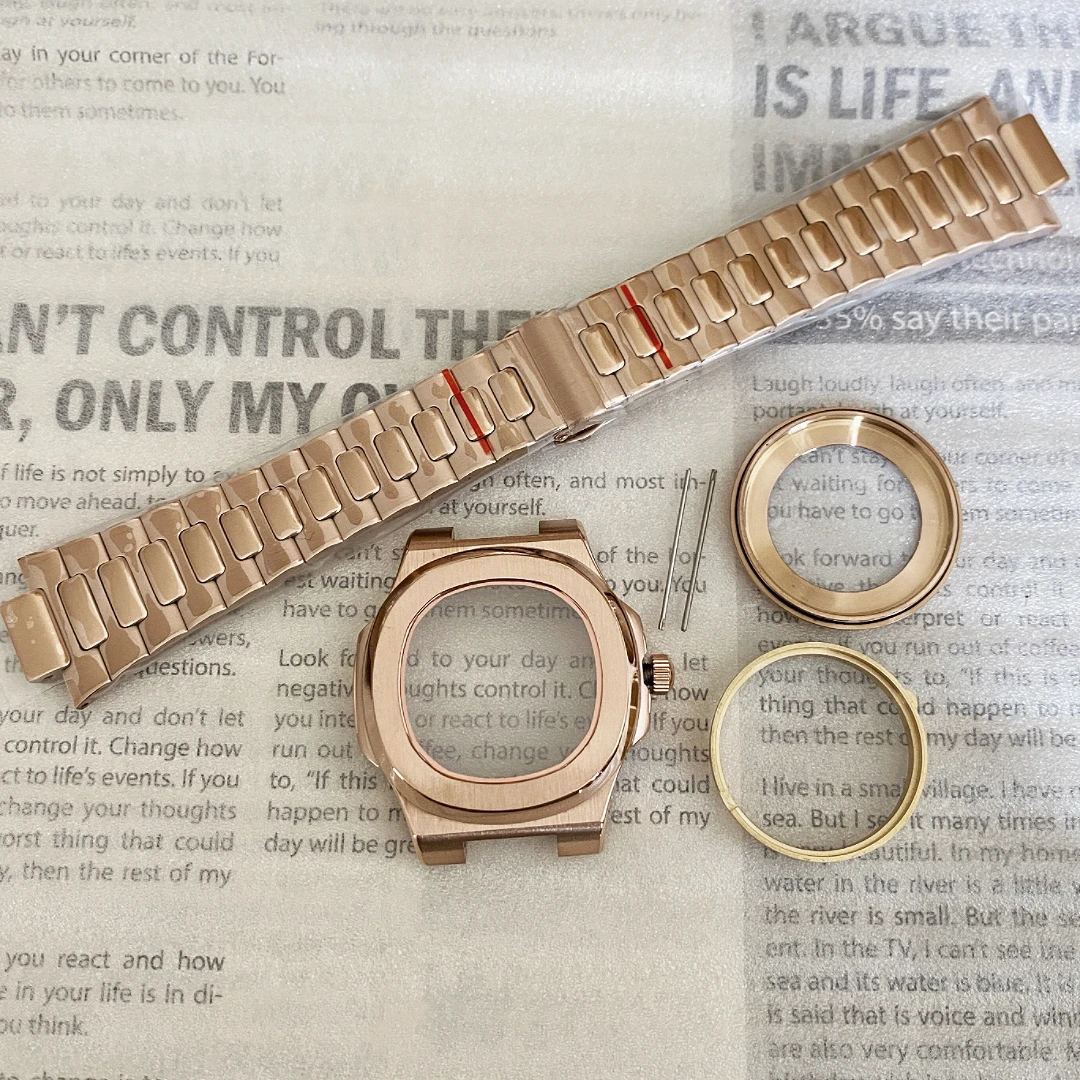 حافظة ساعة 41 ملم وحزام ساعة على طراز نوتيلوس إكسسوارات ساعة زجاجية من الياقوت مناسبة لحركات NH35 NH38 NH70