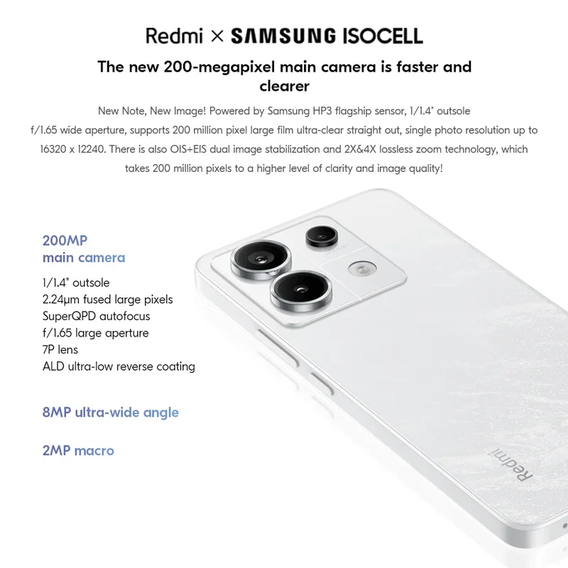 البرامج الثابتة العالمية Xiaomi Redmi Note 13 Pro 5G 200MP OIS كاميرا 120 هرتز 1.5K Snapdragon 7S Gen 2 67W شحن سريع هاتف مستعمل