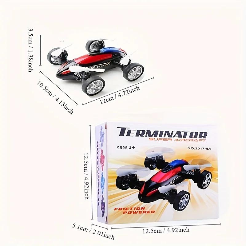 لعبة سيارة احتكاك غير قابلة للطيران على شكل طائرة بدون طيار للأطفال، مركبة تعمل بالدفع والسحب والقصور الذاتي، تصميم كوادكوبتر متين للأولاد والبنات #5