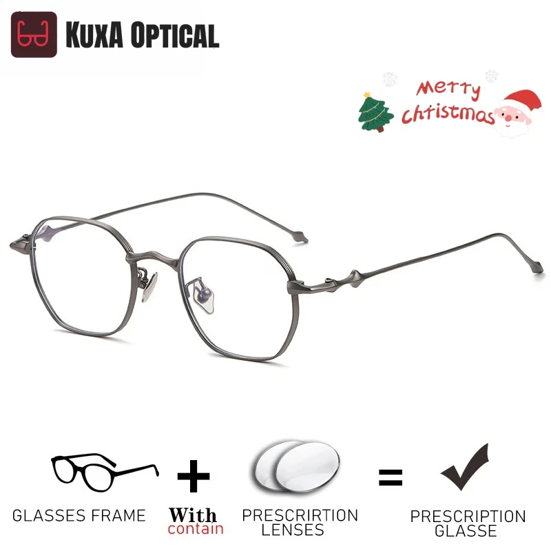 KUXA موضة ستار تصميم نظارات التيتانيوم النساء الرجال وصفة طبية بصرية عدسات واضحة قصر النظر مد البصر نظارات متعددة البؤر Polygo
