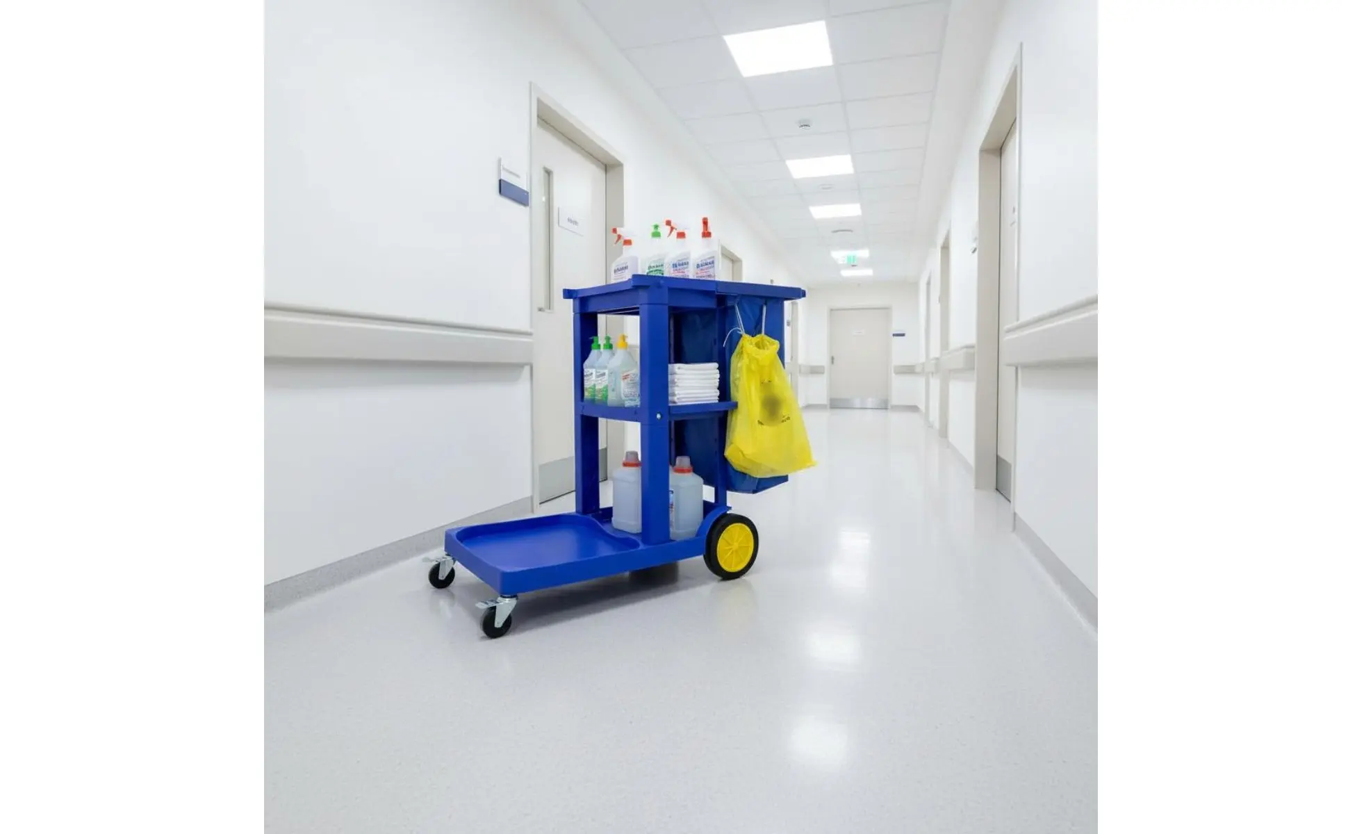 Professional Cleaning Trolley Multifunctional Janitorial Cart with Bag Multi-Shelf Utility Cart Large Capacity for Supermarket