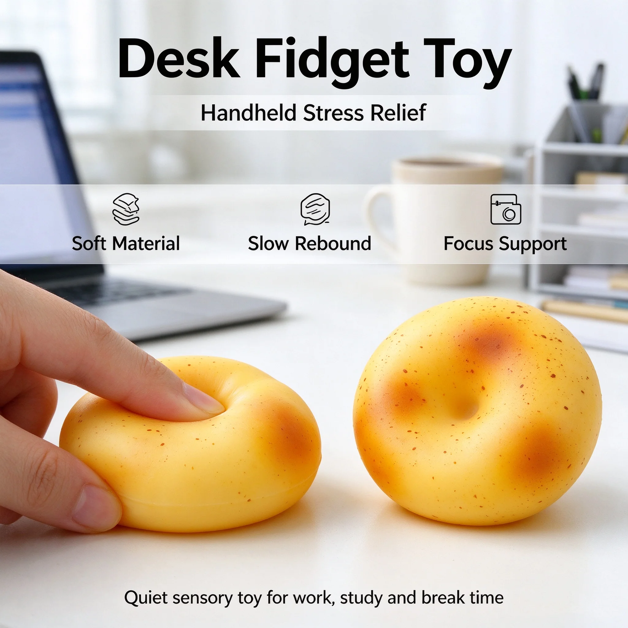Soft Slow Rising Simulation Potato Squeeze Toy  Stress Relief Fidget Toy for Adults Anxiety Relief Office Desk Toy