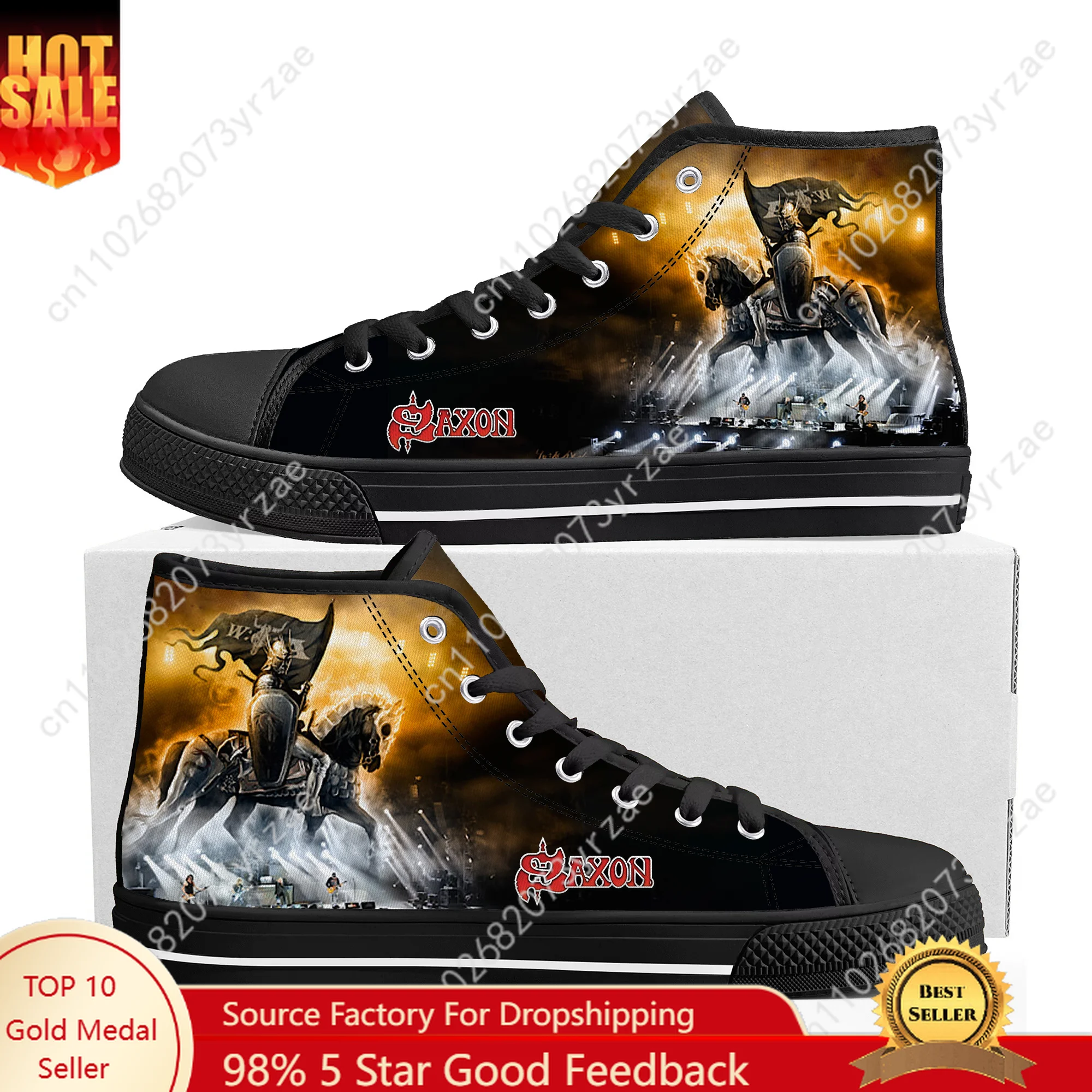 

Saxon Band High Top Sneakers Mens Women Teenager High Quality Trend Canvas Sneaker Fashion Built Casual Couple Custom Shoes
