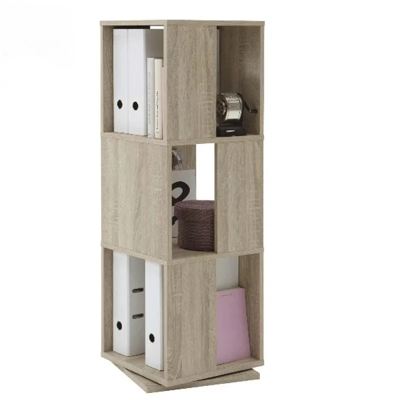 

Multi-function Vertical 360 Rotating Bookshelf,3-layer Assembled Bookcase Storage Cabinet Divider Unit Lockers