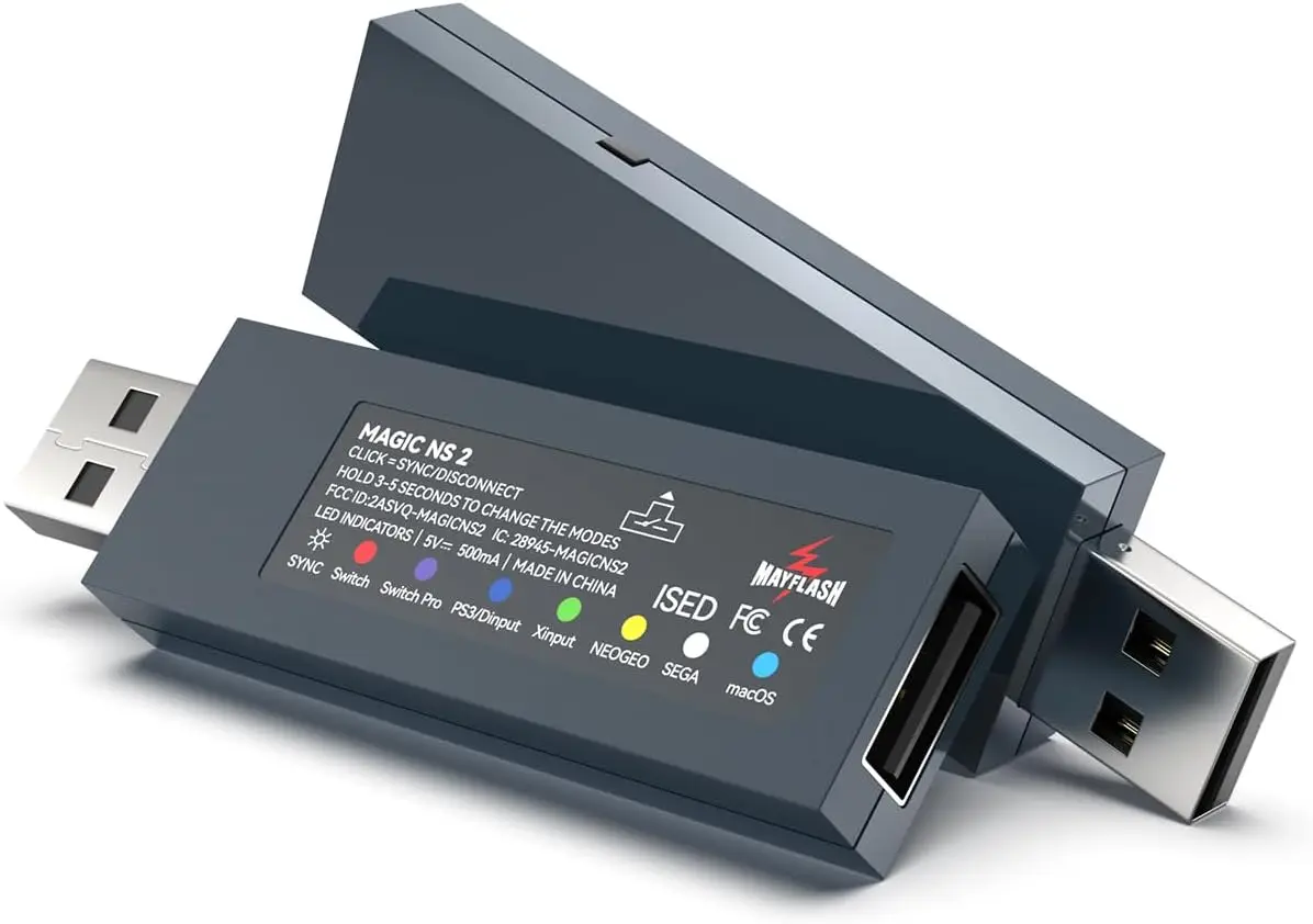 محول USB بلوتوث لاسلكي MAYFLASH Magic NS2 متوافق مع Switch/Switch 2، Steam Deck، Windows، Raspberry Pi، Xbox Seri