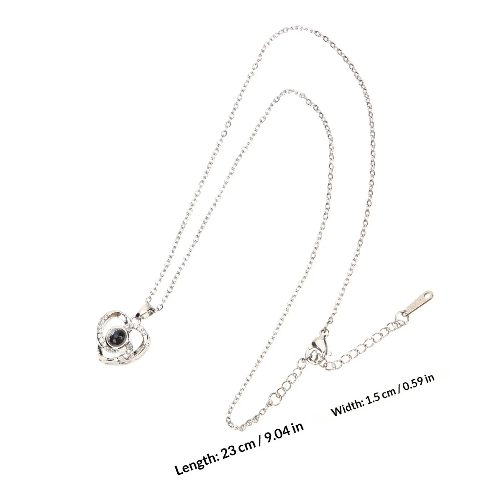 I Love You in 100 Languages Projection Necklace – Heart Pendant with Rhinestones, Romantic Gift for Her Birthday Graduation