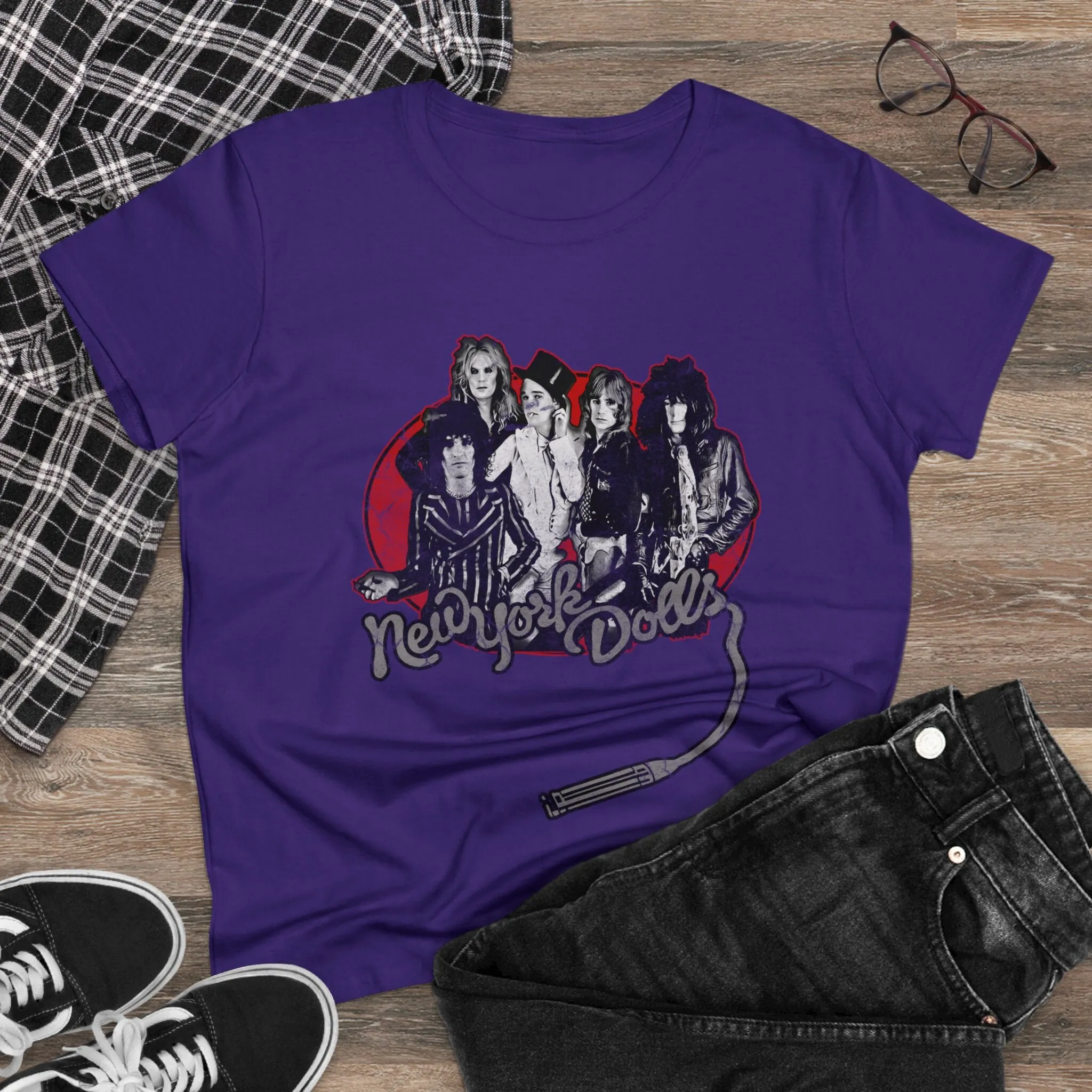 Vintage Style New York Dolls Women'S Midweight Cotton T Shirt