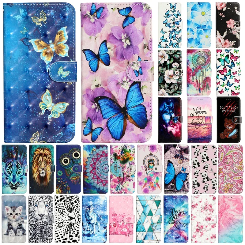 For OPPO A78 5G Case Painted Butterfly Leather Flip Stand Phone Case For Capa OPPO A 78 A98 A58 5G A38 A18 Wallet Cover Coque