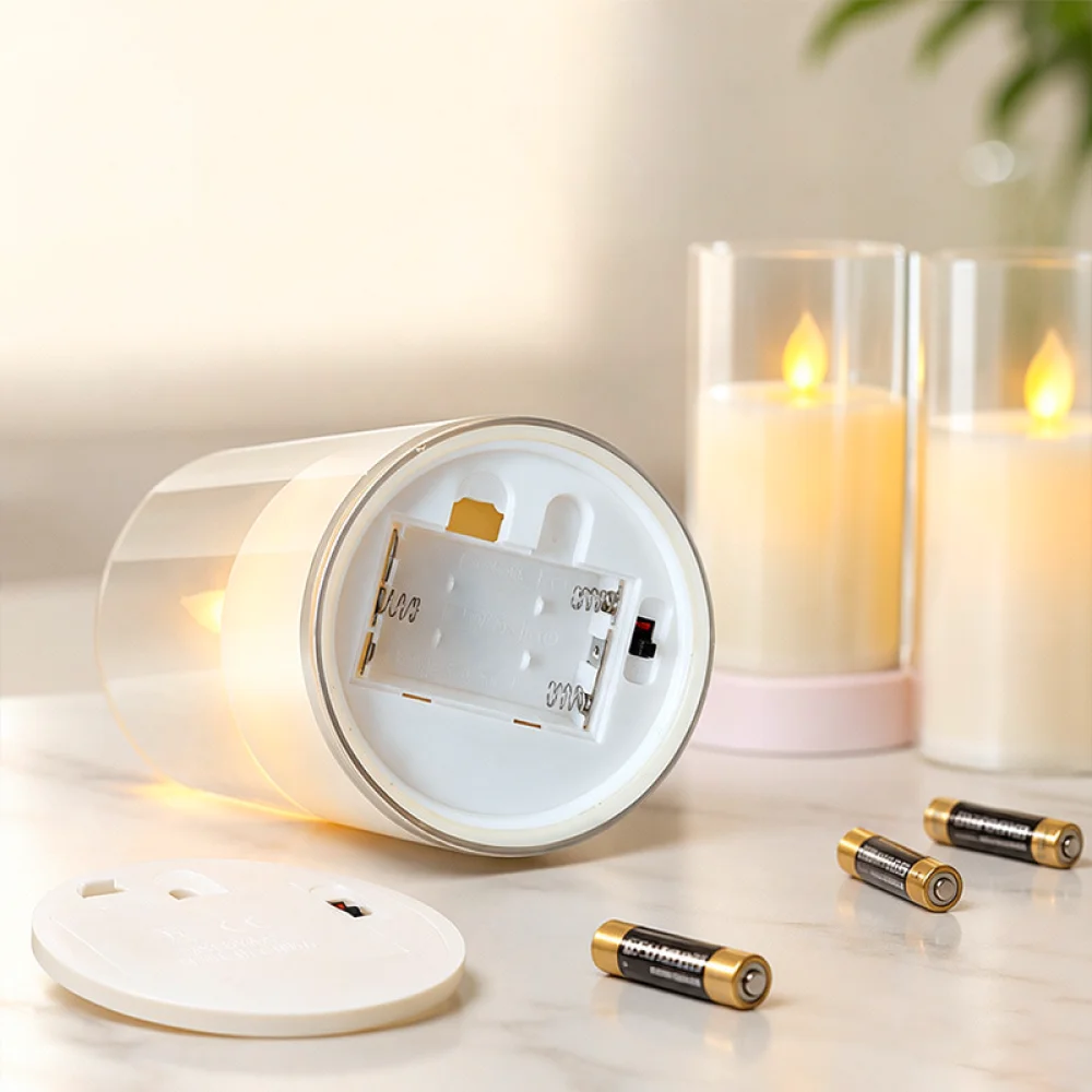 Plastic Led Candle Set Warm Light Flameless Simulation Flame Pillar Lights For Safe Home Indoor Lighting Party Mood Decor