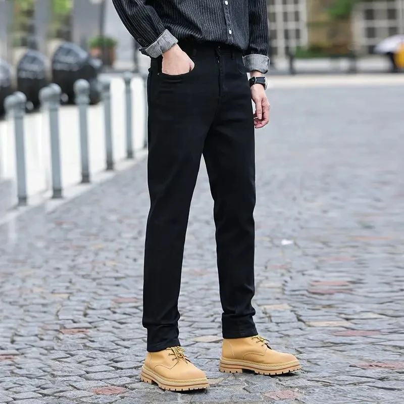

Classic Style Men's Business Jeans Casual Stretch Slim Denim Long Pants Men's Brand Denim Trousers Black Long Pants Male Trouser
