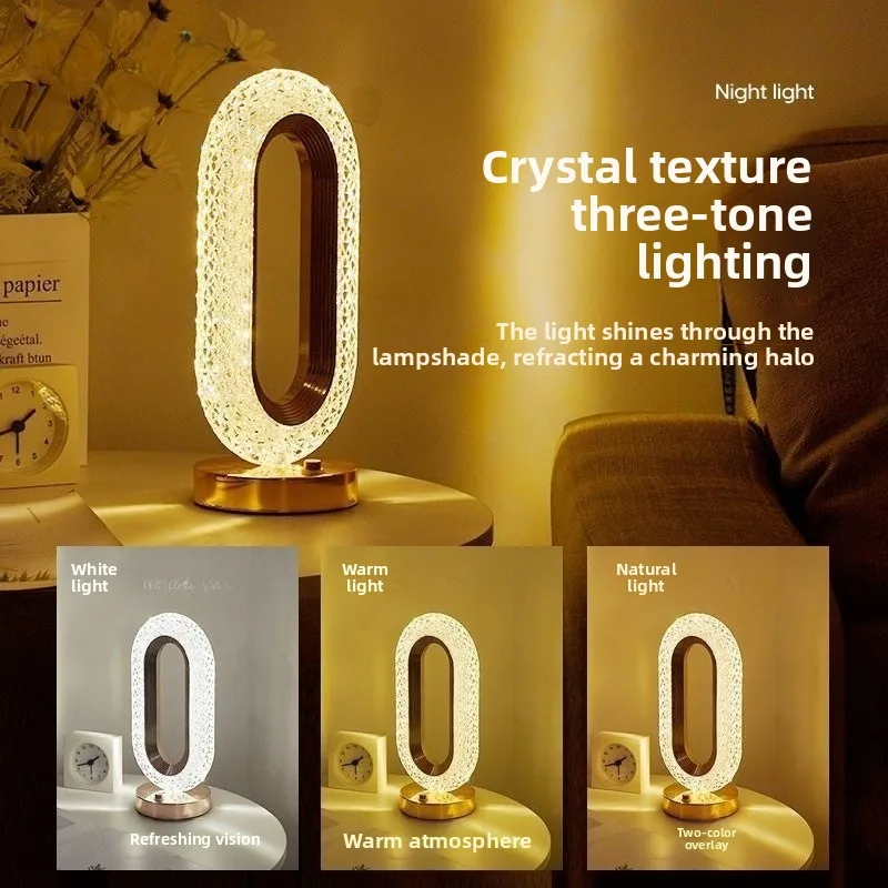 

Crystal Table Lamp, High-end Bedside Table Lamp Runway Creative Living Room Touch Decoration Night Light