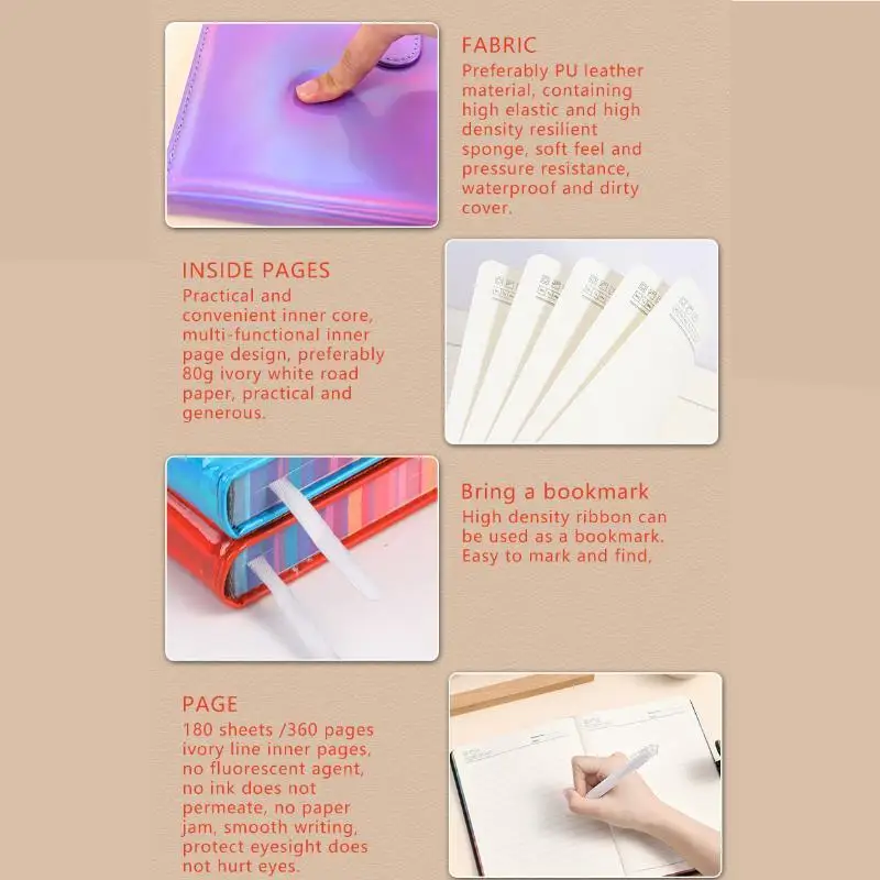 Laser Gradient Notebook 360 Page Multi Color Office Stationery Hot Selling School Student Hardcover High Quality Notebook