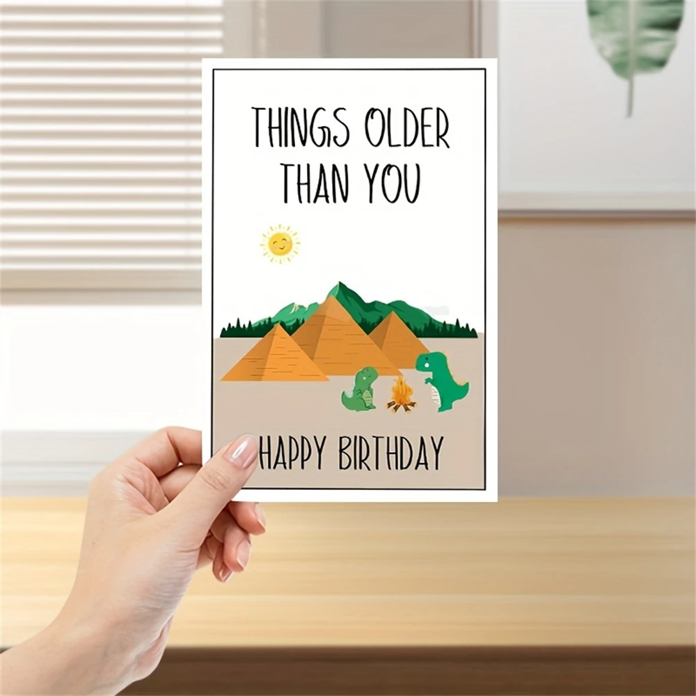 1pc,Funny Dinosaur Birthday Card for Men Women, Getting Old Birthday Card for Him Her, 40th 50th 60th 70th 80th Birthday Card, T