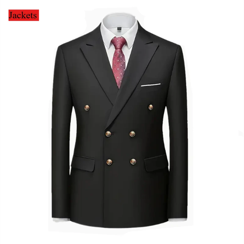 Costume croisé pour occasions formelles, boutons dorés, tenue homme pour mariages, dîners et soirées