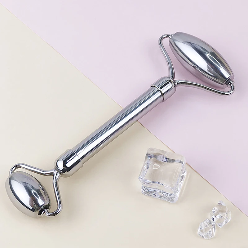 2pcs Face and Eye Stainless Steel Heart-shaped Scraping Board with Dual Roller Massager Muscle Massage Beauty and Skincare Tool
