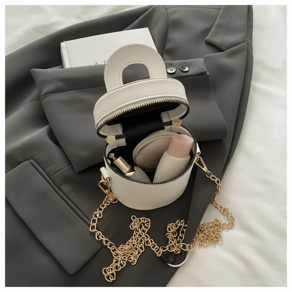 

New Solid Color Box Crossbody Bag Metal Chain Clothes Match Bag Mini Lipstick Bag PU Leather Shoulder Bag Summer