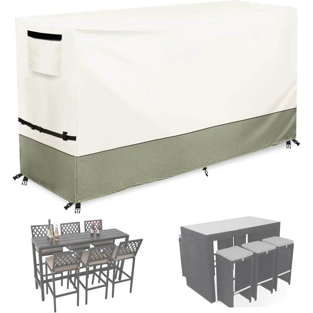 

Чехол для обеденного гарнитура для патио из 7 предметов, 100% водонепроницаемый, для уличного плетеного стола и стульев высотой 60 дюймов, чехол для барного стола и стульев