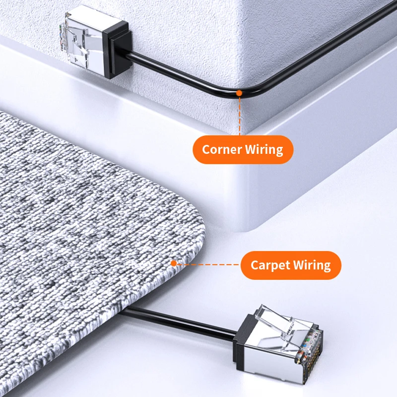 CAT6A RJ45 رقيقة كابل إيثرنت الترا قصيرة كريستال رئيس خط الشبكة 10 جيجابايت النطاق العريض راوتر الكمبيوتر صندوق خزانة المنزل سلك توصيل معزز #5