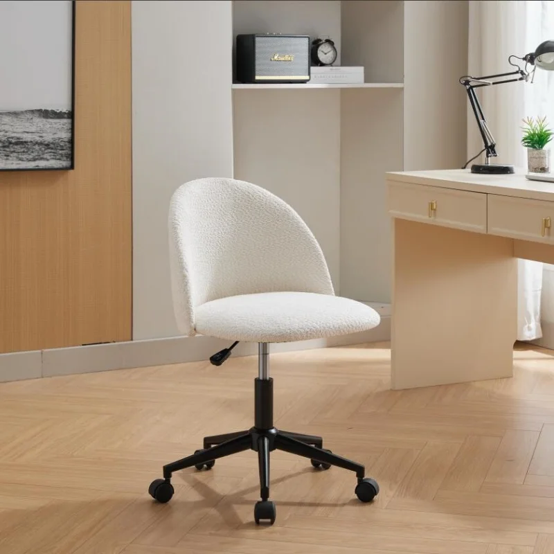 

Modern White Office Chair with Wheels Adjustable Height Comfortable Rolling Desk Chair for Home Minimalist Swivel Computer Chair