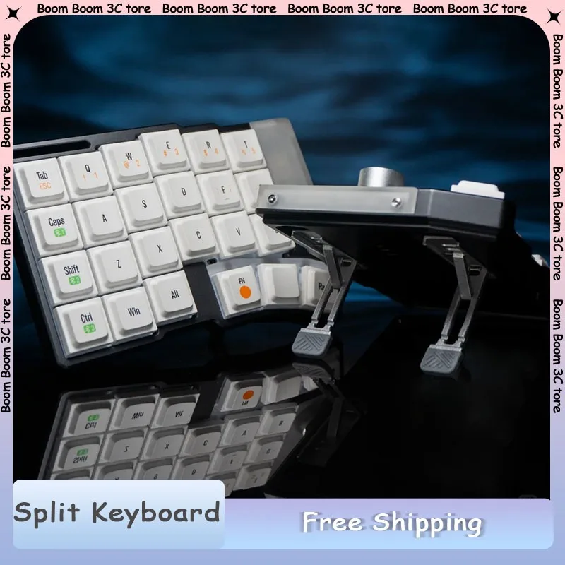 

Jezail Funder Cornix Split Keyboard with Knob Wireless Dual Mode Low Profile CNC Aluminum Case Mechanical Keyboard Support Vial