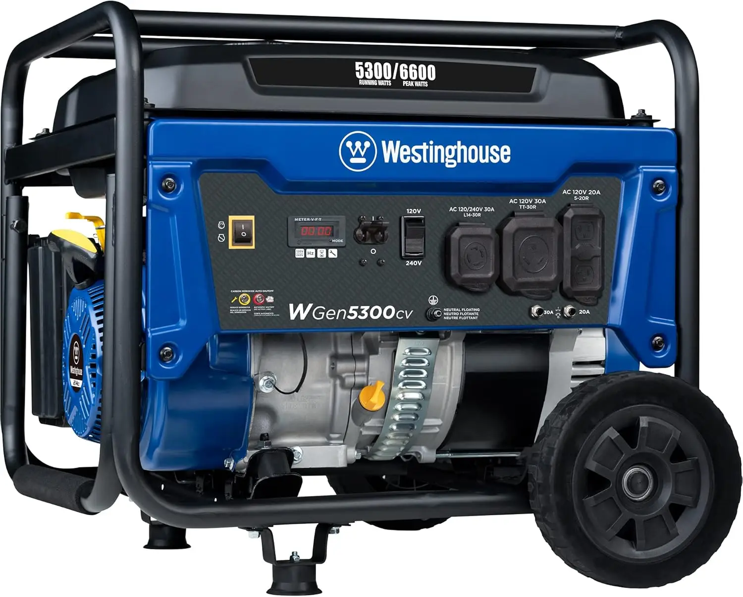 Westinghouse Outdoor Power Equipment 6600 Peak Watt Home Backup Portable Generator, Transfer Switch Ready 30A Outlet,