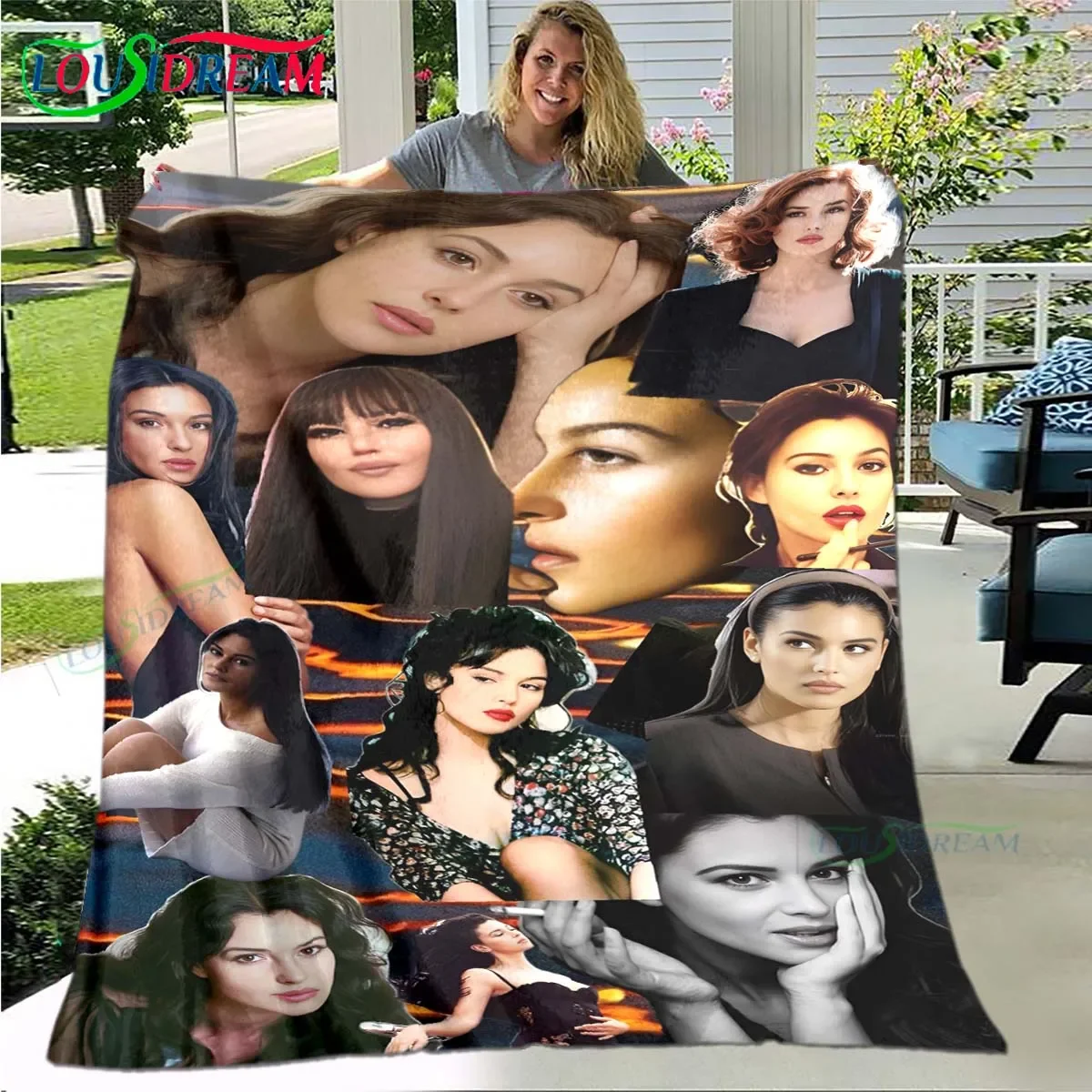 Italy Female Model M-Monica B-Bellucci Four Seasons Blanket Sofa Cover Travel Bed Plush Blanket Travel Office Break Blanket Gift