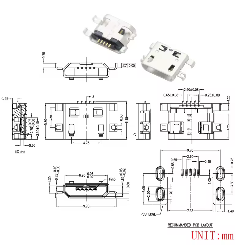10PCS Micro USB 2P 5P Jack Charging Port Plug Dock Charger DIP SMD For Phone Tabletels Speakers etc Port Socket Power Connector - Image 16