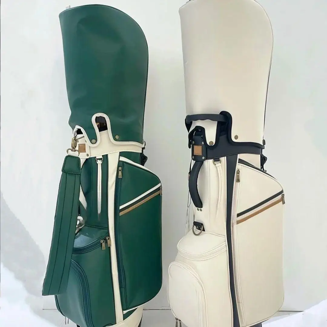 Tas berdiri Golf multifungsi, kantung olahraga portabel kapasitas besar pria dan wanita, putih, hijau