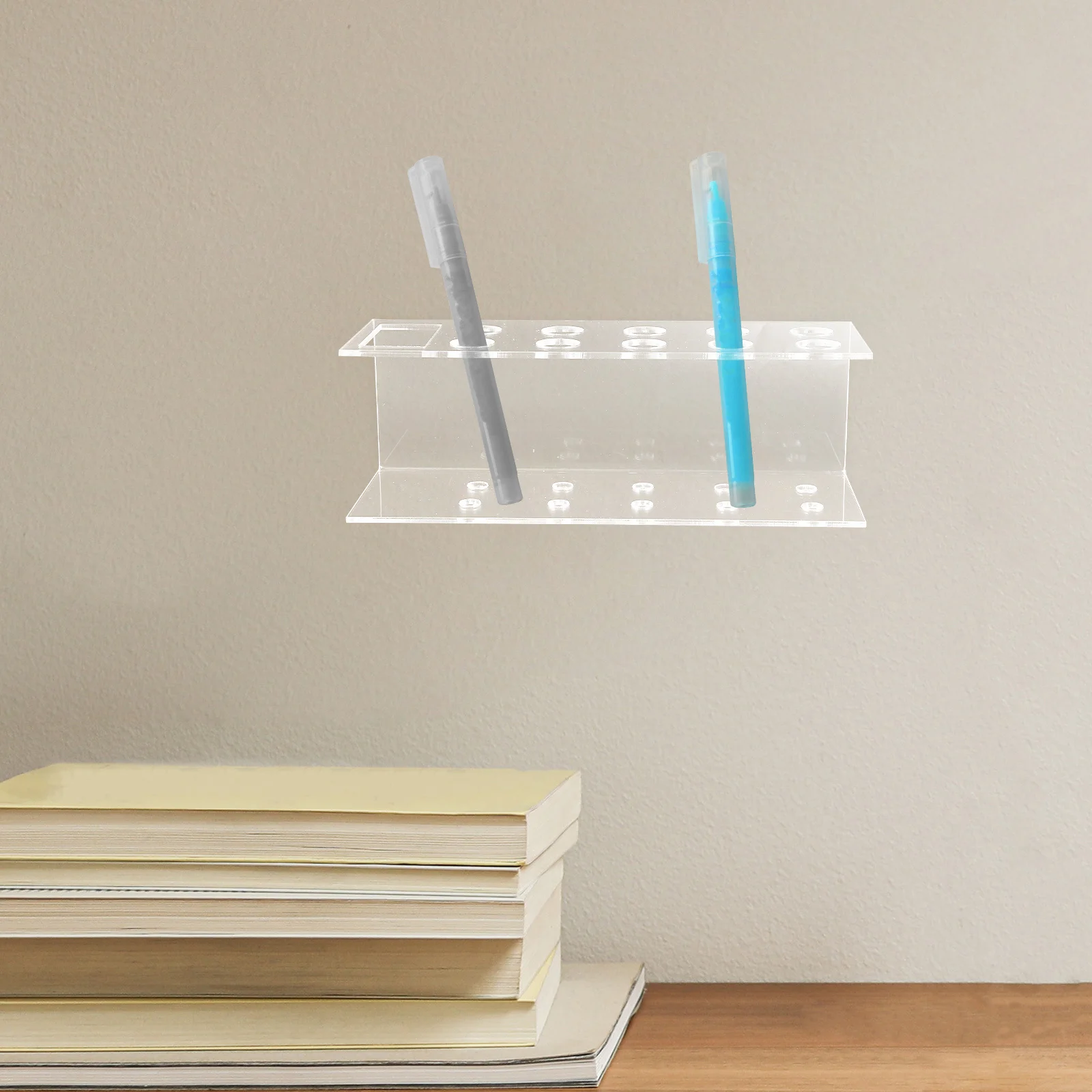 

Acrylic Marker Holder 10-Holes Pen Storage Desk Organizer Clear Multifunctional Office School Pen Stand Marker Holder