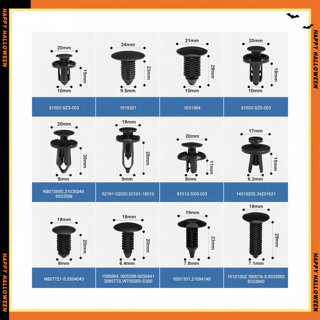 

Universal Auto Push Pin Rivets - 240 Pcs Bumper Clips Kit with 5 Removers