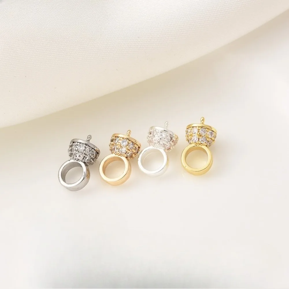 

Copper Plated 14 Gold Zircon Large-hole Pearl Nails Handcrafted Diy Pendant Empty Stand Sheep's Eye Half-hole Bead Stand