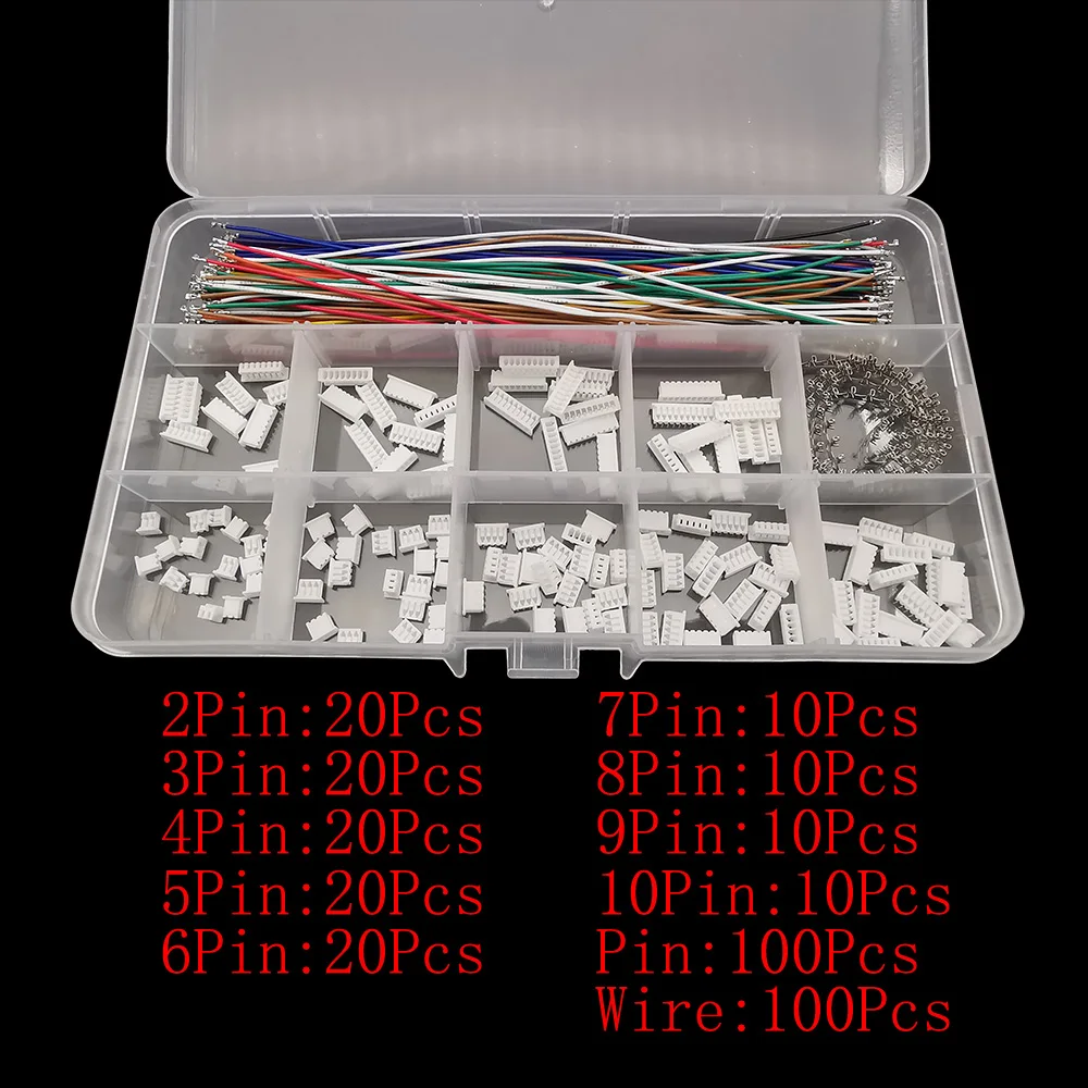 1Box Mini JST 1.25mm Connector Kit 1.25mm Pitch MX 1.25 2/3/4/5/6/7/8/9/10 Pin Female Housing Pre-Crimped Cables Wires 28AWG view 4