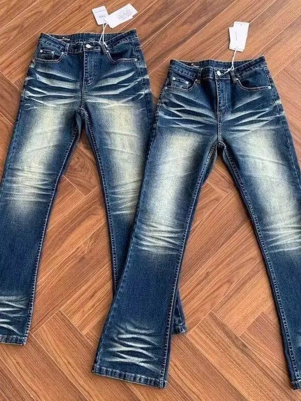 

Retro American High Street Jeans Men Women Slimming Micro Flared Washed out Jeans Youth Popular Casual Wear