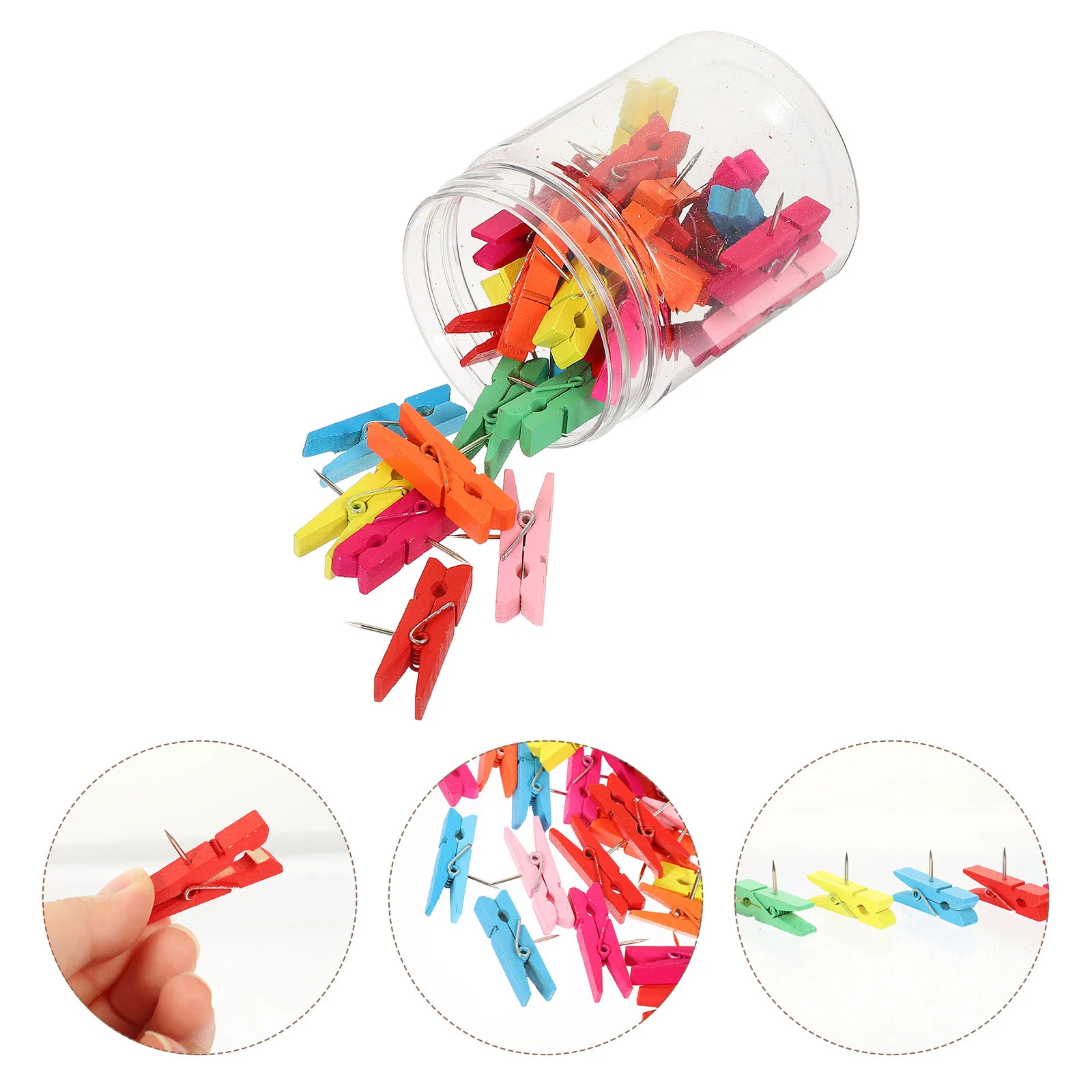 

30 Pcs Tacks Thumbtack Photos Craft Clip Clothespin Wooden Decorative Clips Multipurpose Pushpin