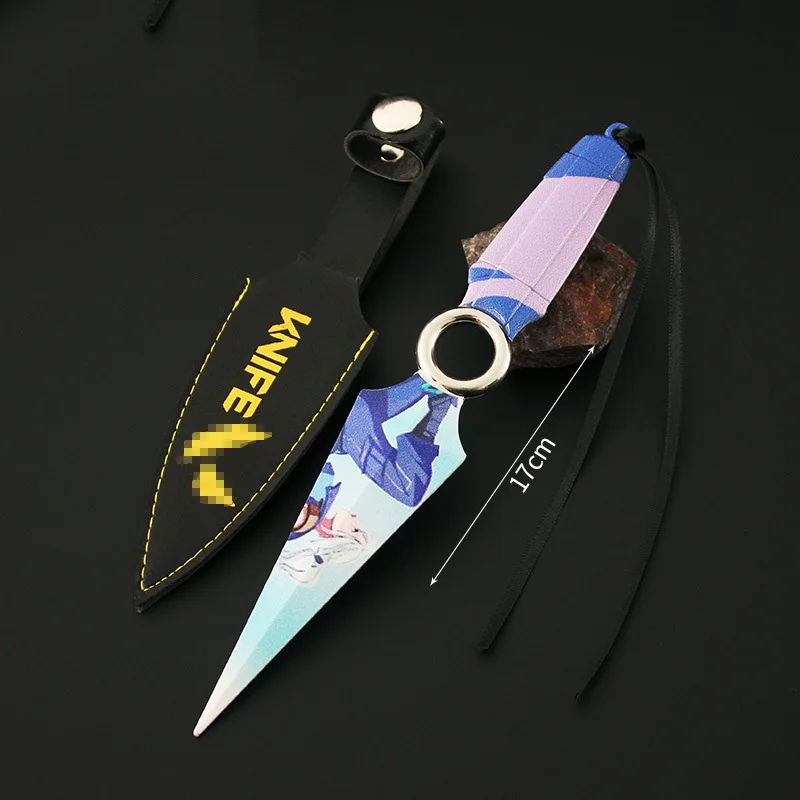 17cm JETT Kunai with Pattern Valorant Weapon Game Peripheral Uncut Cosplay Bali Song Metal Melee Weapon Model Gifts Toys for Kid