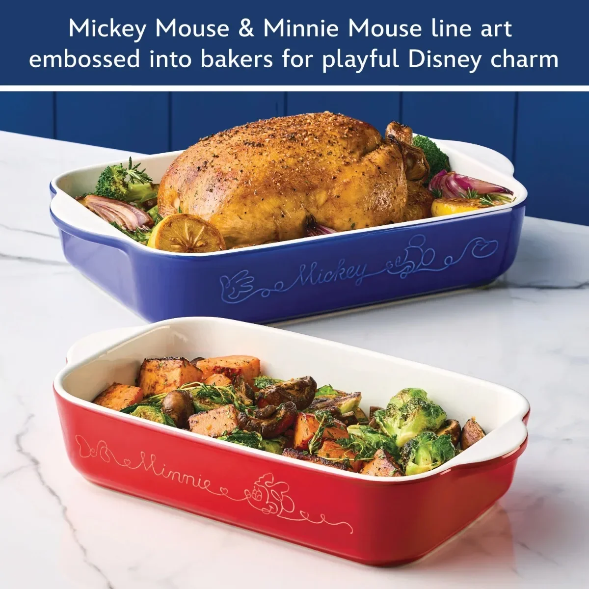 أطباق خبز ميكي ماوس: مقالي سيراميك كبيرة ومتوسطة لللازانيا والفطائر والكعك |   سهلة التنظيف