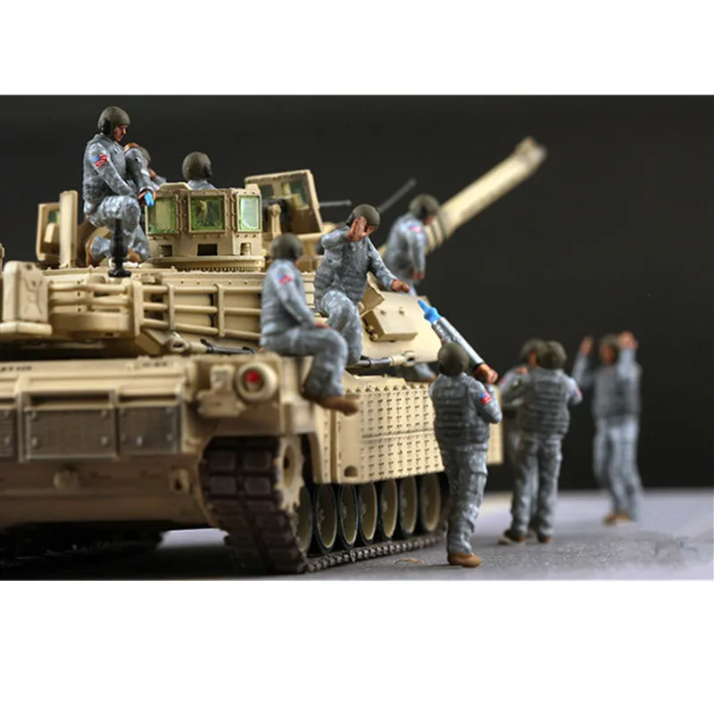 1:72 Scale Model 10 Pcs American M1 Tank Fleet 10 Soldiers Action Figure Armored Car Soldiers Toys Scene Accessory Dolls Display