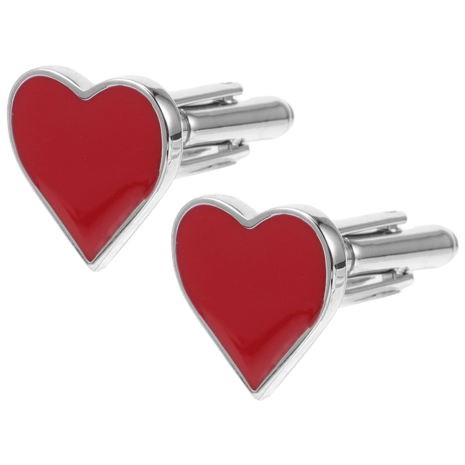 

Valentine Heart Cufflinks Red Love Studs for Business French Shirt Tuxedo Wedding Accessories Elegant Romantic Suit Men