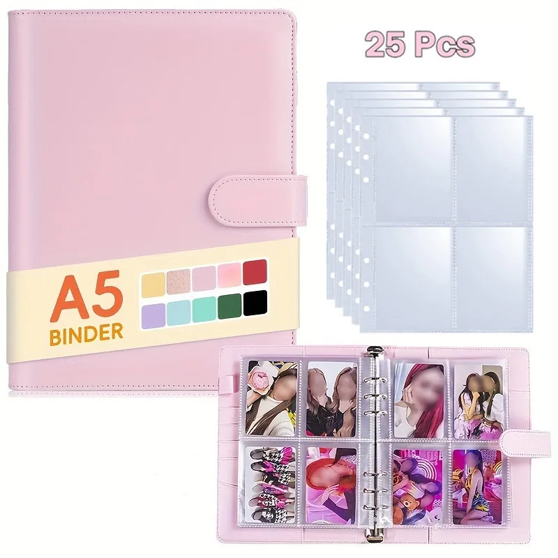 25er-Pack Seiten (4 Fächer) Fotokarten A5-Ordner K-Pop Fotoalben Idol-Karten Loseblatt-Sammelbuch Ordner Fotokartenhalter