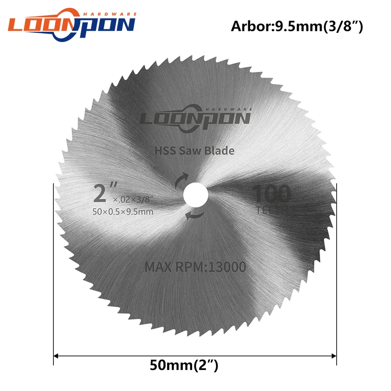 Loonpon-Mini HSS Lâmina de Serra Circular, Disco de Corte, Ferramenta Rotativa, Acessórios para Rebarbadora, Discos para Metal Plástico e Madeira, 2 pol, 50mm